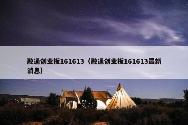 融通创业板161613（融通创业板161613最新消息）