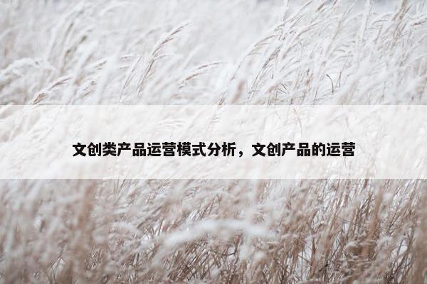 文创类产品运营模式分析，文创产品的运营