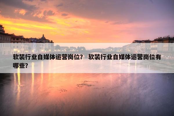 软装行业自媒体运营岗位？ 软装行业自媒体运营岗位有哪些？