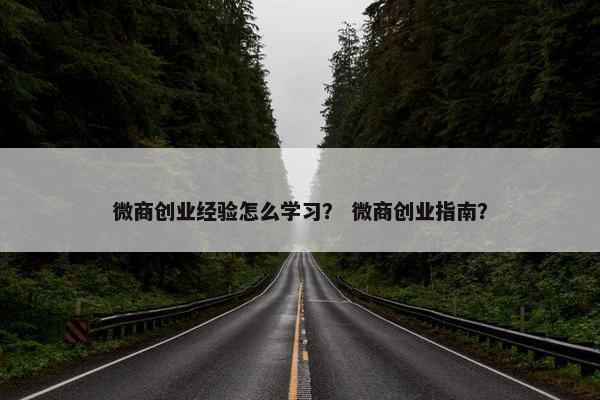 微商创业经验怎么学习？ 微商创业指南？